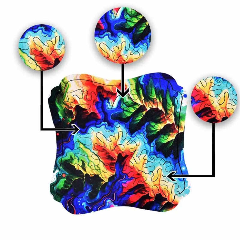 Colorful Hillside Wooden Puzzle