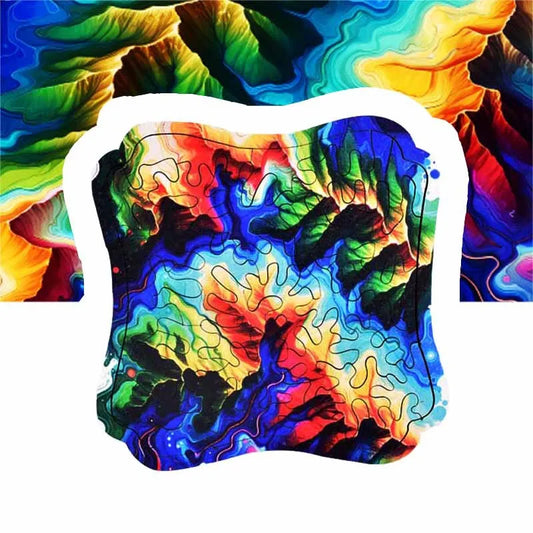 Colorful Hillside Wooden Puzzle